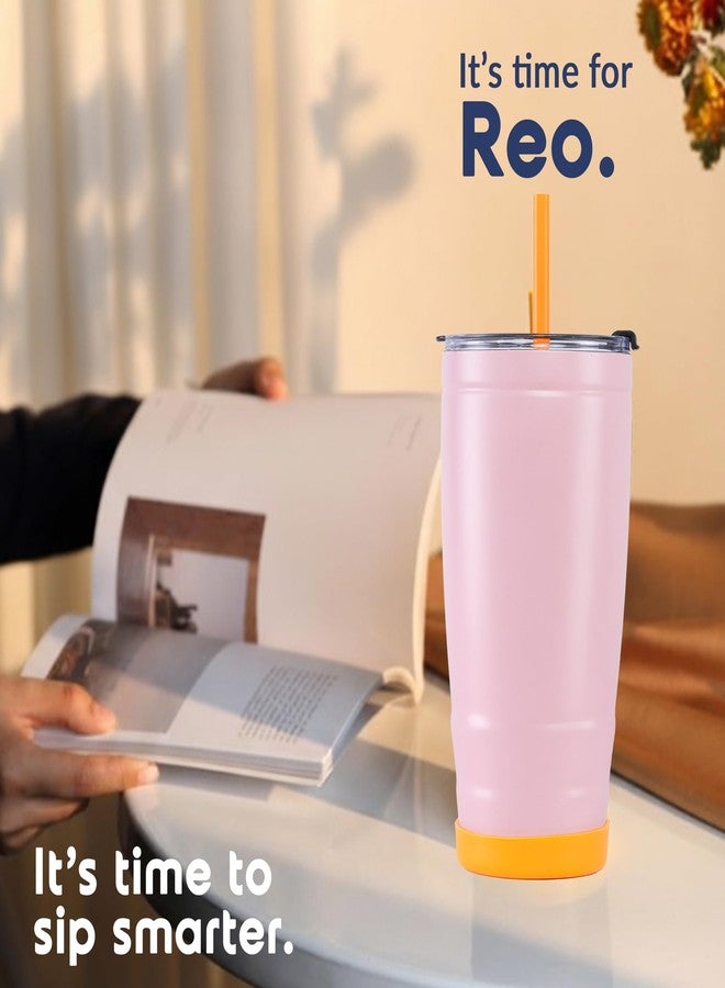 Headway by rabitat REO Insulated Stainless Steel Tumbler 500 ml | Double Wall Vacuum Travel Mug | Hot & Cold | Flip-Open Straw Sipper | Leak Proof Flask for Office, Gym, Travel | Blush Pop - Image 2